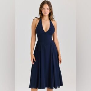 House of CB Navy Halter Midi Dress